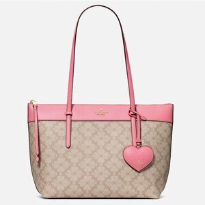 New Kate Spade All Day Spade Flower Tote Bag with Charm Dark Beige Grapefruit
